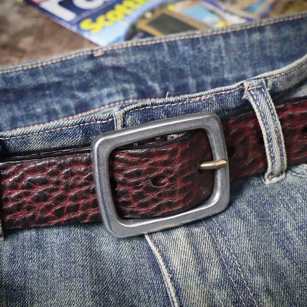 The Iron-Clad | Ceinture Frontier en cuir de vache italien épais et acier inoxydable (coffret cadeau)
