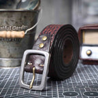 The Iron-Clad | Ceinture Frontier en cuir de vache italien épais et acier inoxydable (coffret cadeau)