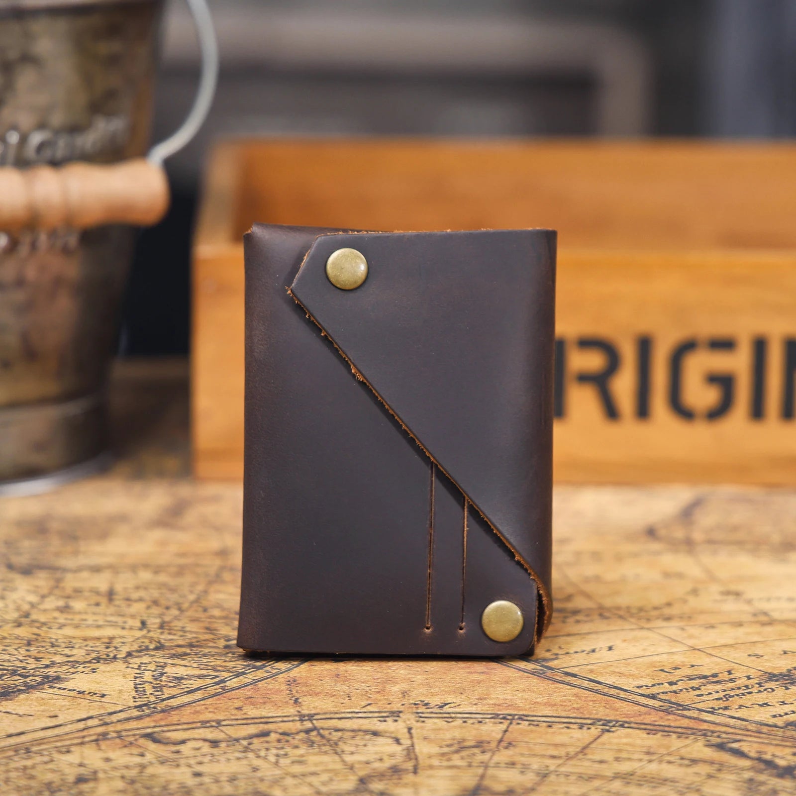 The Outpost | Handcrafted Crazy Horse Leather Minimalist Card-Vault