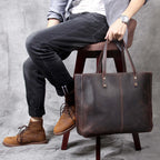 Sac fourre-tout fait main en cuir italien | Le transporteur Merchant Satchel
