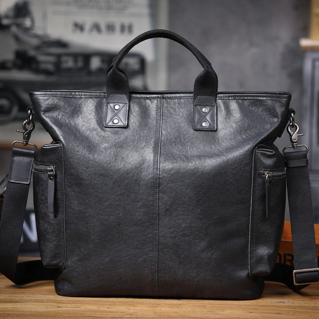 The Settler | Natural Vegetable-Tanned Genuine Leather 15" Minimalist Briefcase