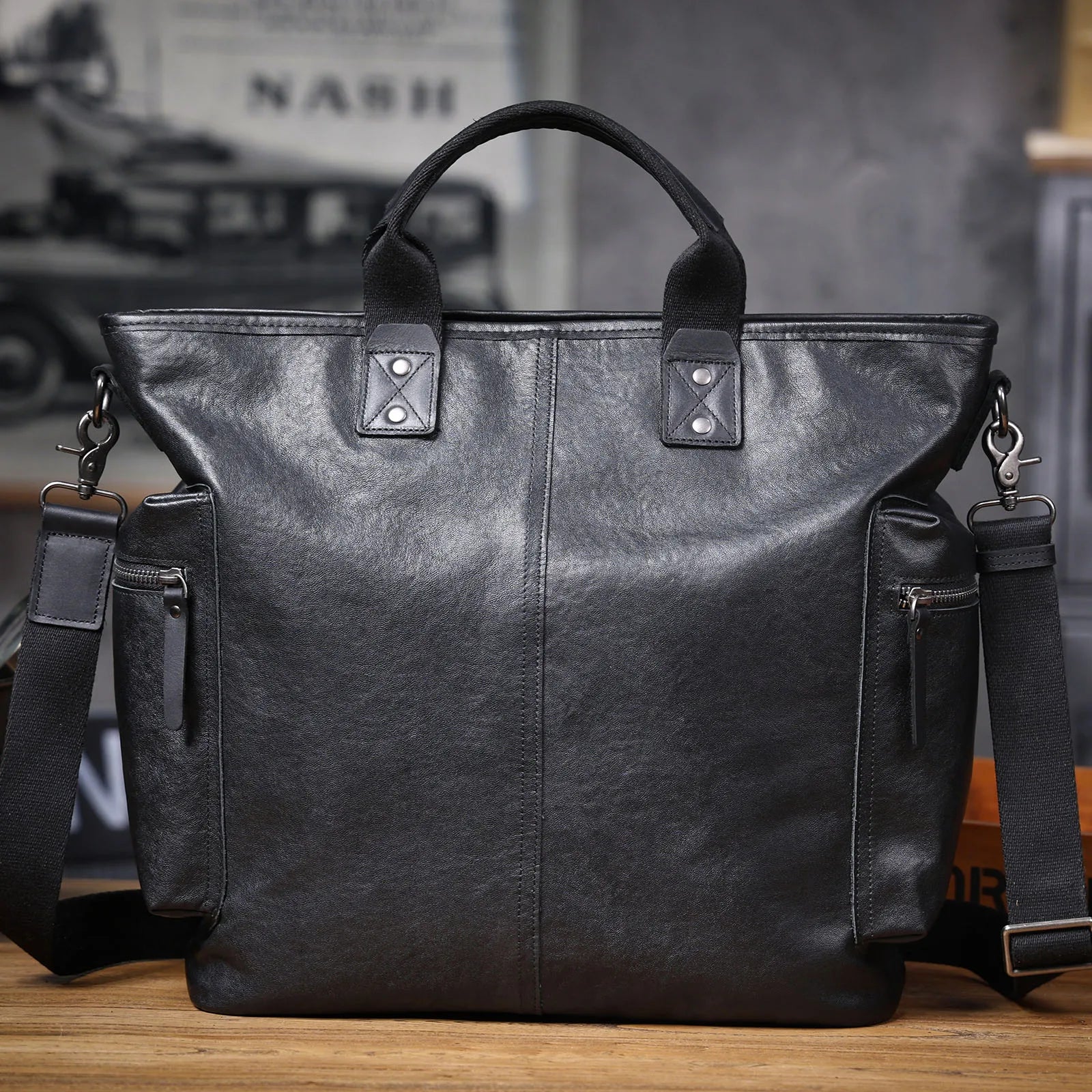 The Settler | Natural Vegetable-Tanned Genuine Leather 15" Minimalist Briefcase