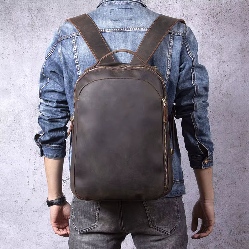 The Academy | Handmade Crazy Horse Leather Casual Frontier Daypack