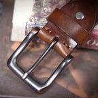 The Iron-Writ | Ceinture Frontier en Cuir de Vachette Italien Épaissi avec Boucle à Ardillon Rétro