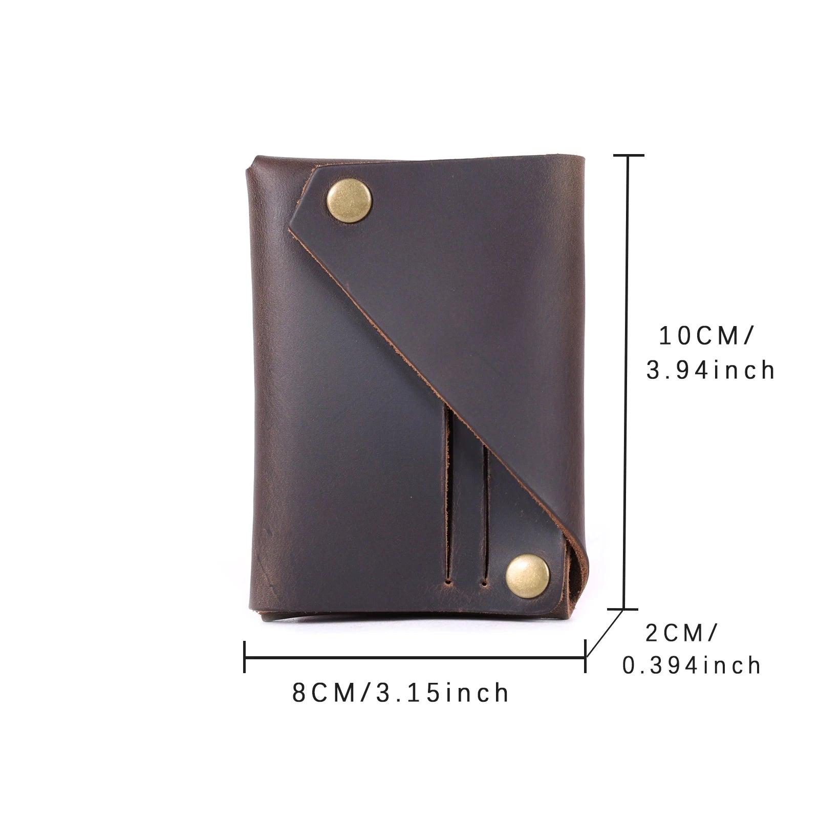 The Outpost | Porte-cartes minimaliste en cuir pleine fleur Crazy Horse fait main