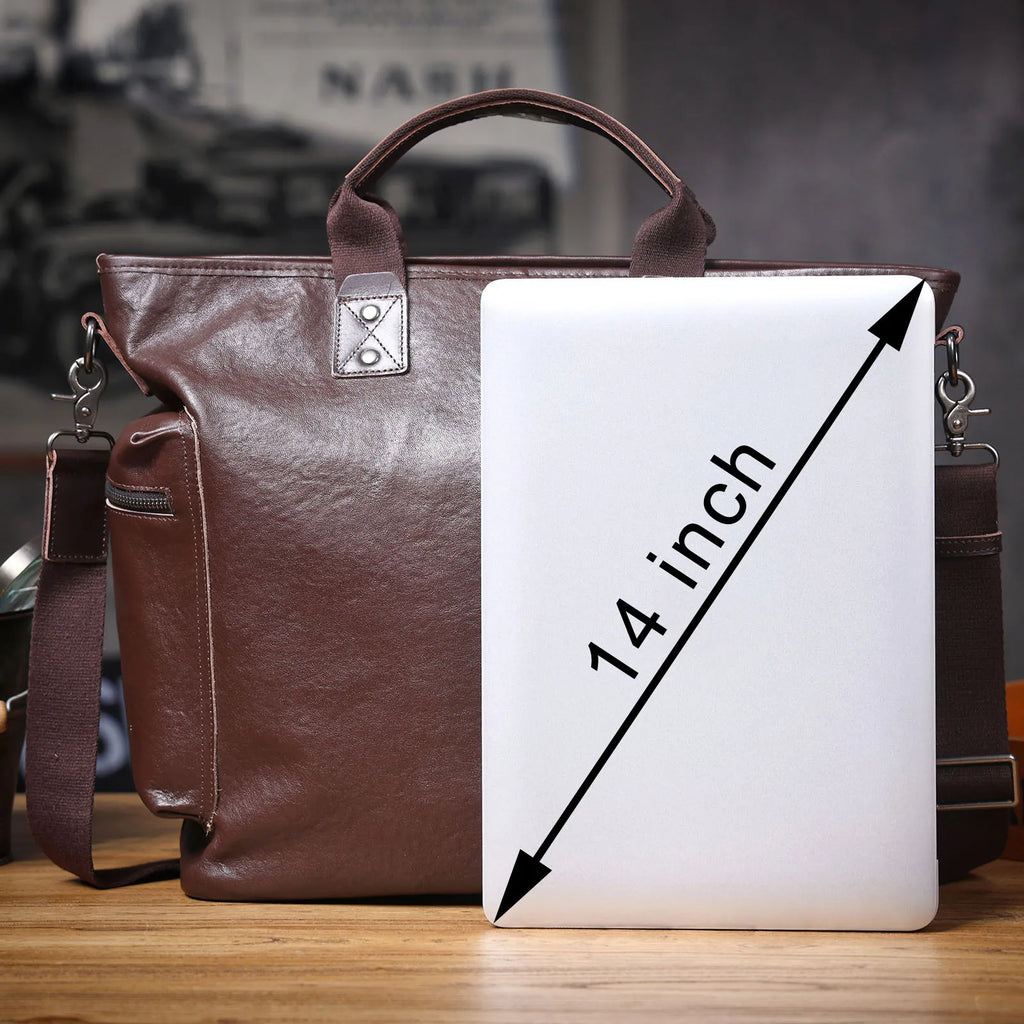 The Settler | Natural Vegetable-Tanned Genuine Leather 15" Minimalist Briefcase