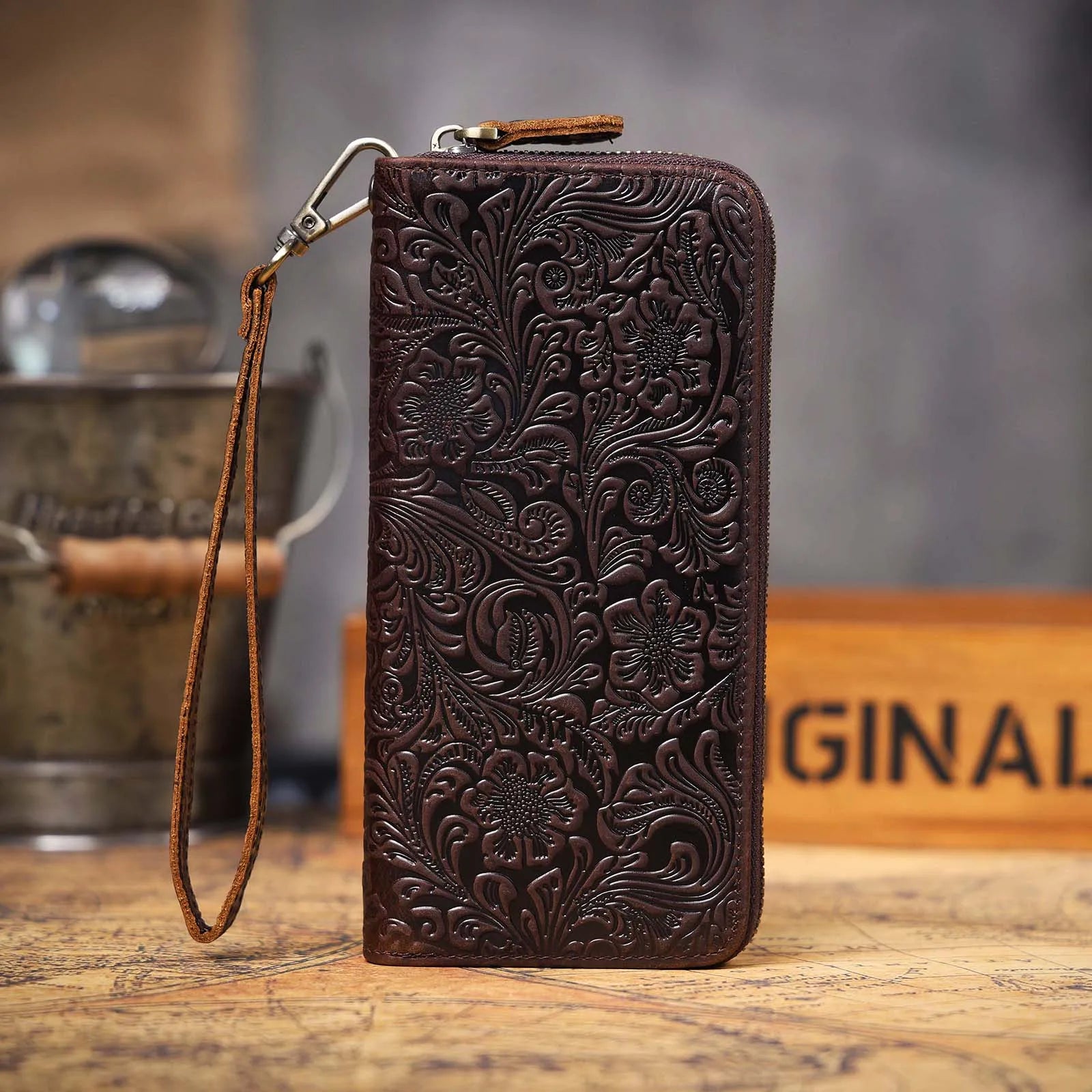 The Ledger | Handcrafted Crazy Horse Leather Long-Vault & Phone Clutch