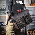 The Gavel | Serviette Frontier 16" en cuir Crazy Horse à cadre rigide