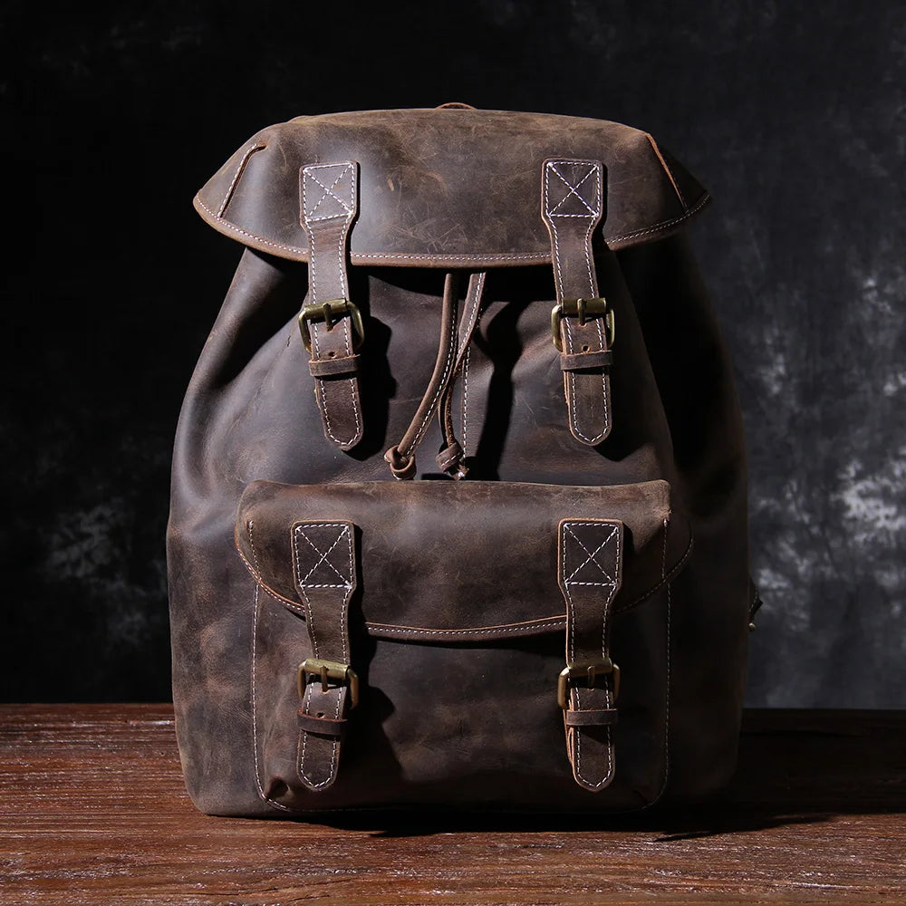 The Overland | External Frame Crazy Horse Leather 35L Frontier Rucksack