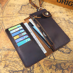 The Sentry | Portefeuille long et pochette de rangement en cuir Crazy Horse fait main
