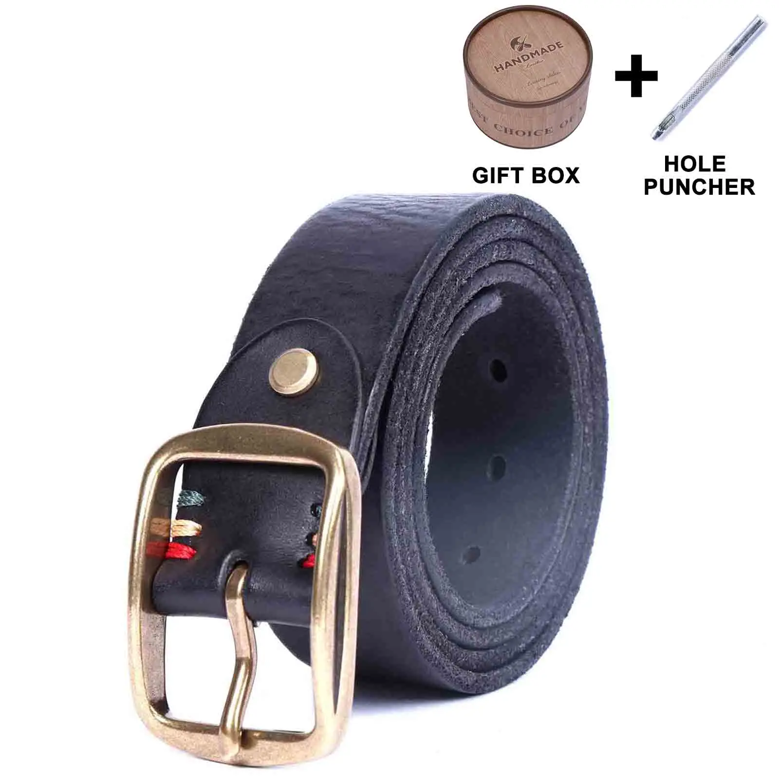 The Brass-Tack | Handcrafted Thickened Italian Cowhide & Solid Brass Frontier Belt