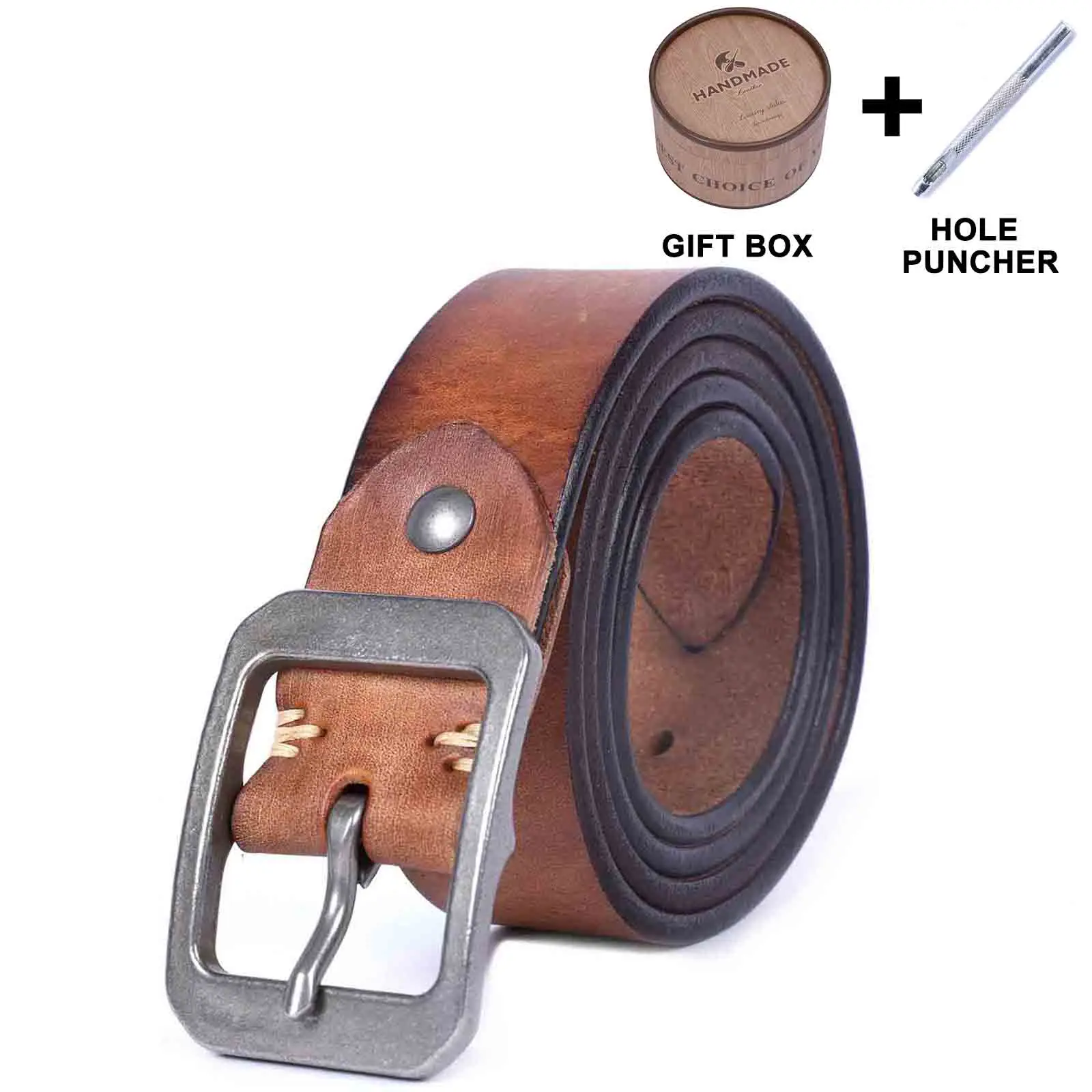 The Iron-Clad | Thickened Italian Cowhide & Stainless Steel Frontier Belt