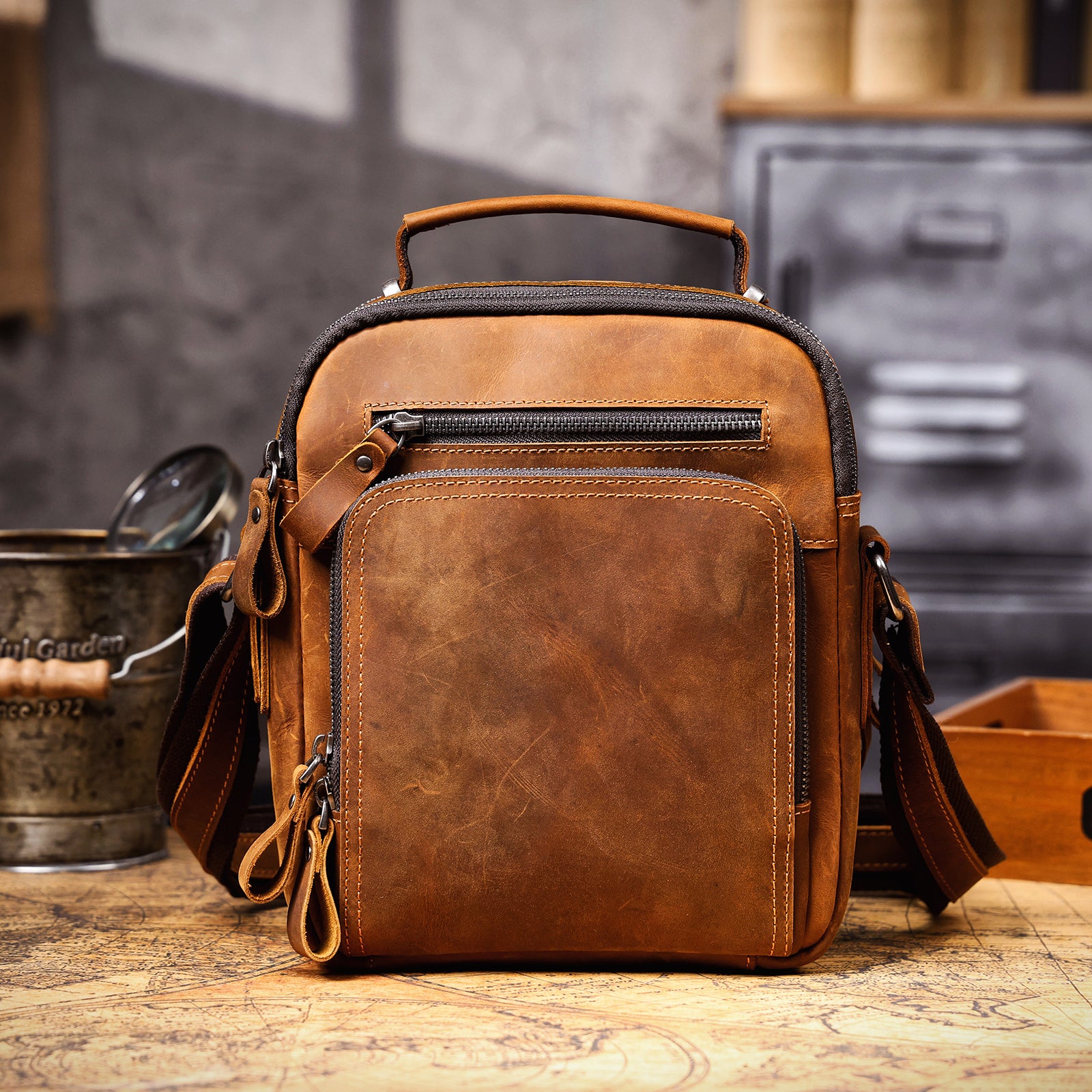The Pony-Express | Handcrafted Crazy Horse Leather Frontier Messenger & Crossbody Post