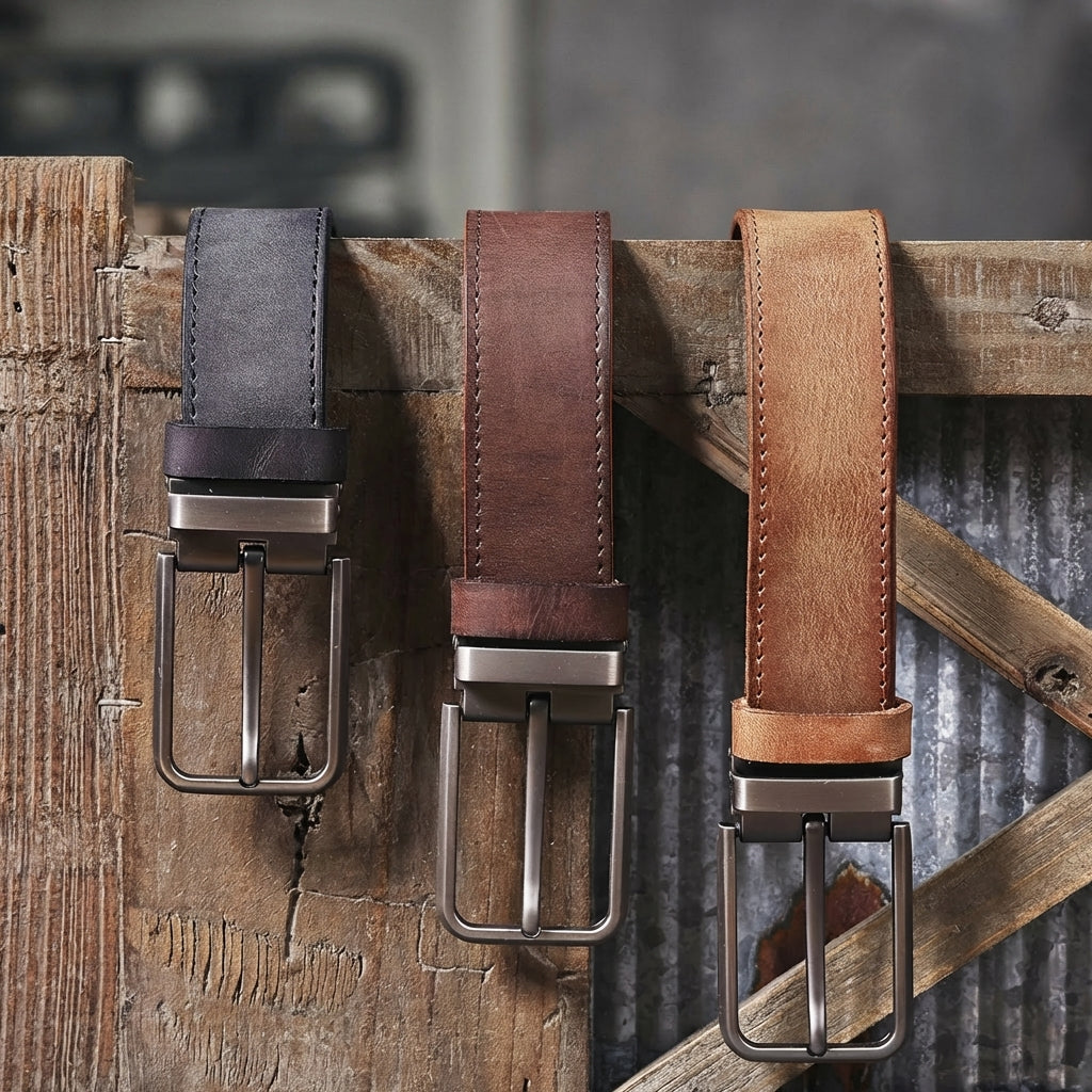 The Drover | Verdickter italienischer Rindsleder Frontier Jeansgürtel