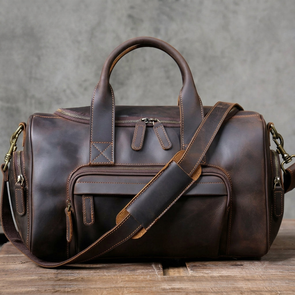 The Short-Haul | Handcrafted Crazy Horse Leather 16" Frontier Stage-Bag