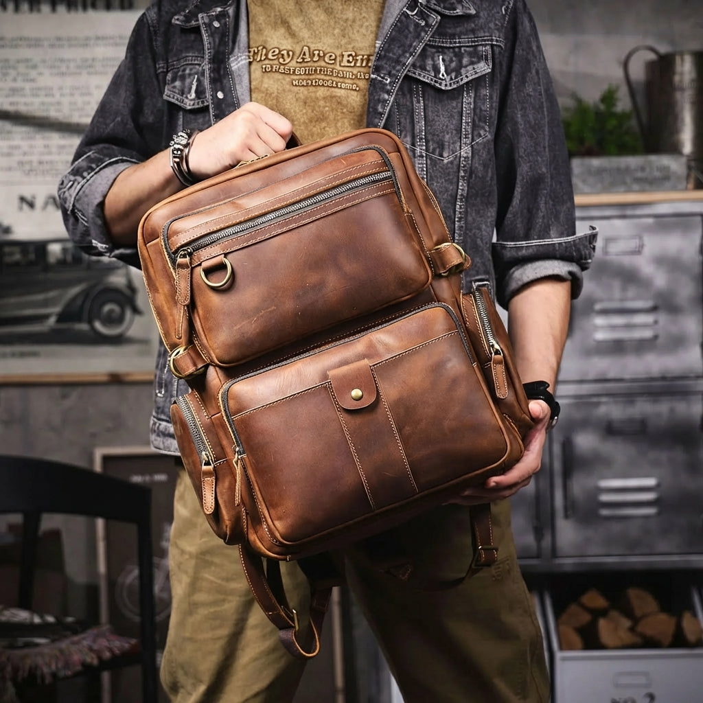 The Outrider | Handcrafted Crazy Horse Leather 35L Expedition Rucksack