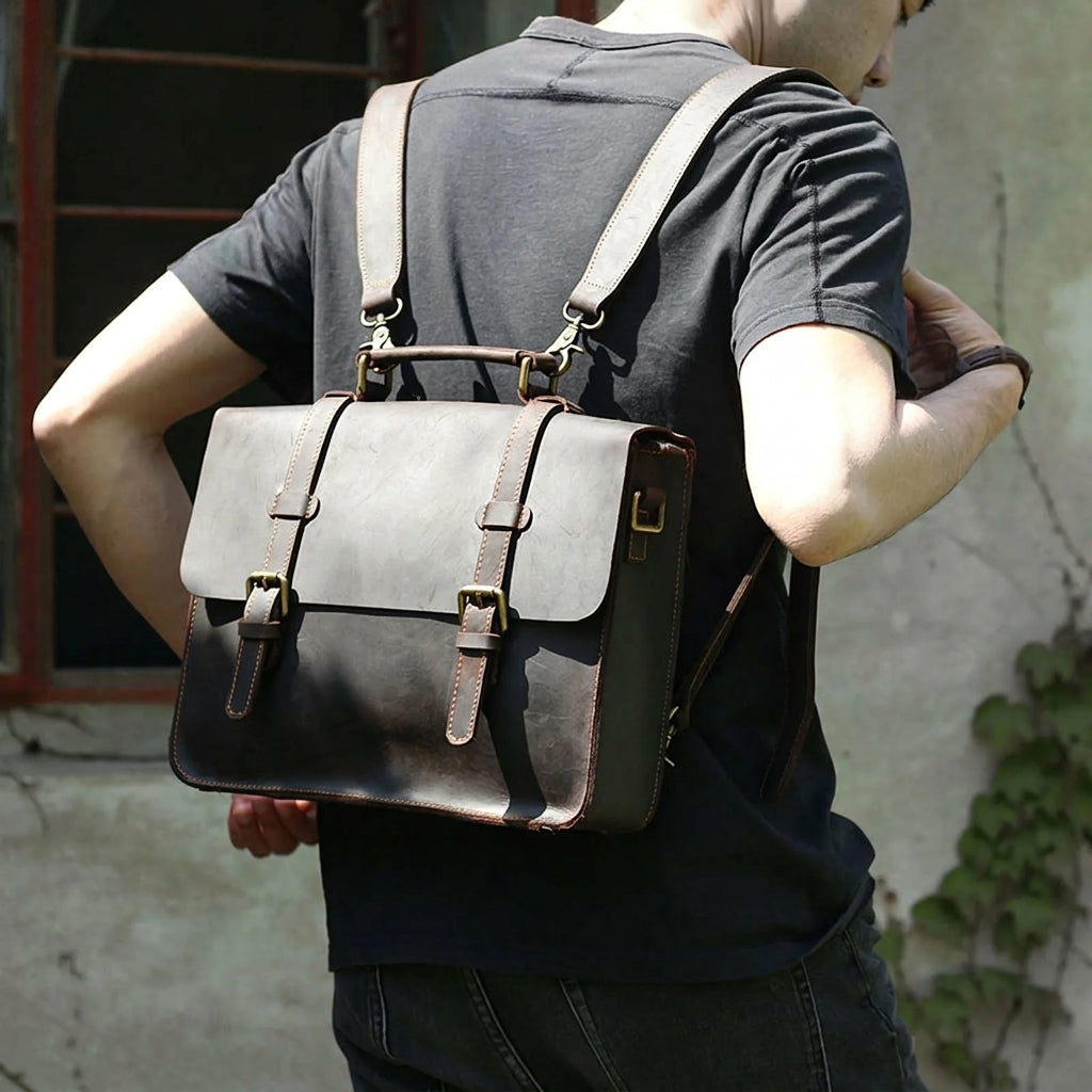 The Ambassador | Handcrafted Crazy Horse Leather 3-in-1 Frontier Convertible & Backpack