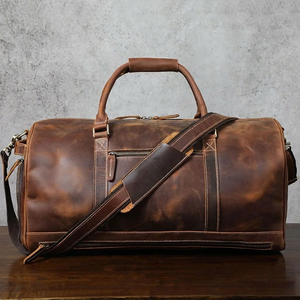 The Quartermaster | Full-Grain Leather Multi-Pocket Frontier Duffel