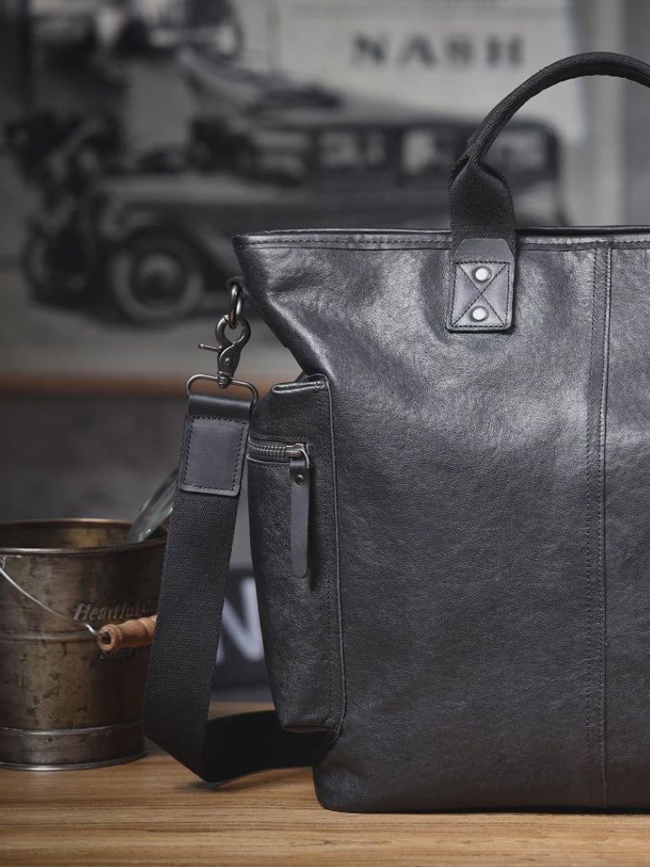 The Settler | Natural Vegetable-Tanned Genuine Leather 15" Minimalist Briefcase