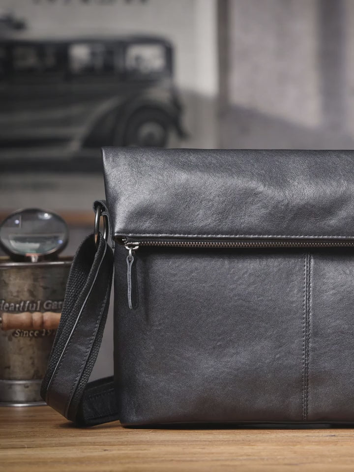 The Iron-Oak | Natural Vegetable-Tanned Leather Minimalist Courier & Laptop Bag