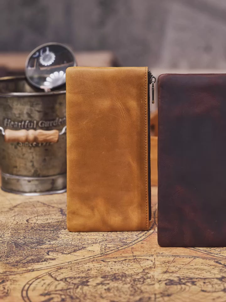 The Silverton Vault | Handgefertigtes Crazy Horse Leder 7.8" langes Portemonnaie & Handy-Clutch