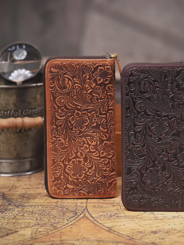 The Ledger | Handcrafted Crazy Horse Leather Long-Vault & Phone Clutch