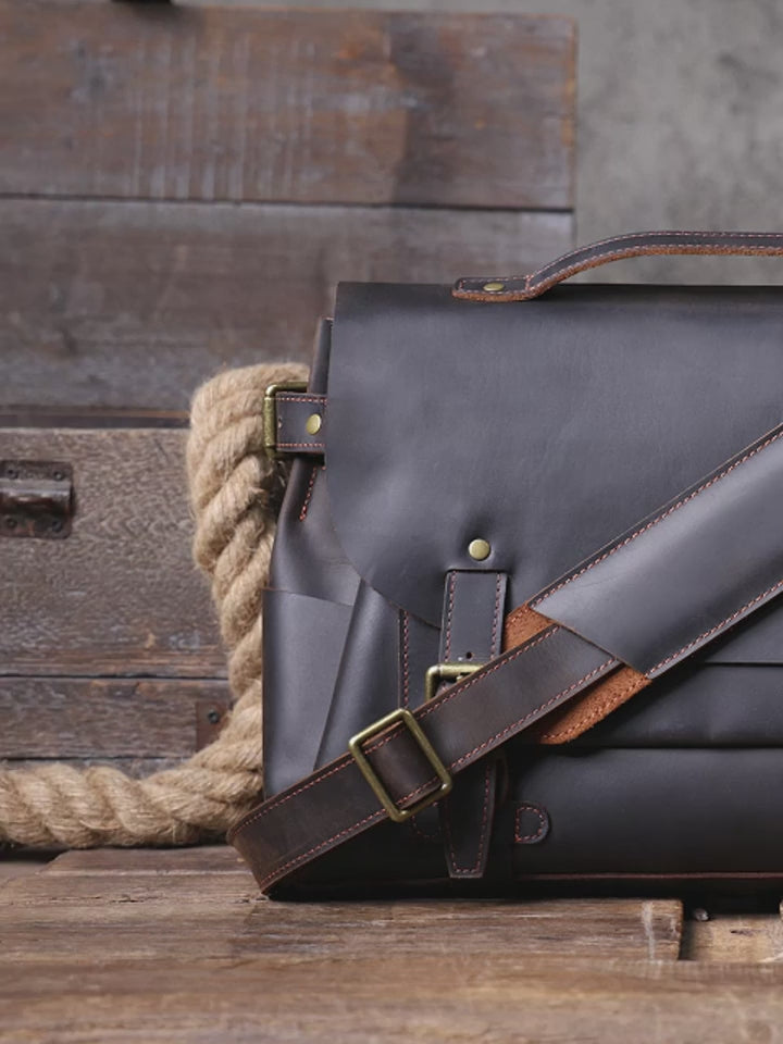 The Pony Express | Handcrafted Crazy Horse Leather Frontier Messenger