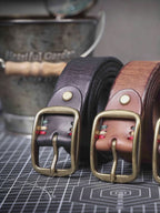 Le Brass-Tack | Ceinture Frontier en cuir de vachette italien épais et en laiton massif, fabriquée à la main