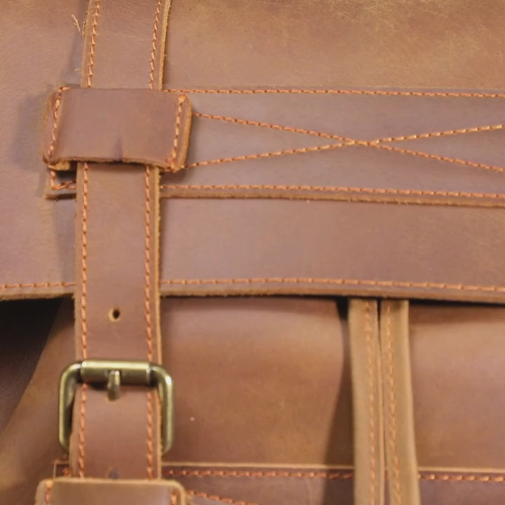 The Centennial | External Frame Crazy Horse Leather Frontier Rucksack