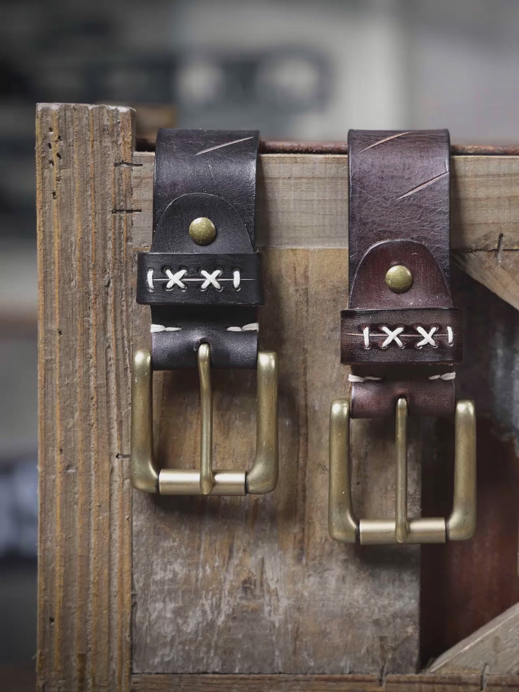 The Brass-Tacks | Ceinture Frontier en Cuir de Vachette Italien Épaissi et Laiton Massif