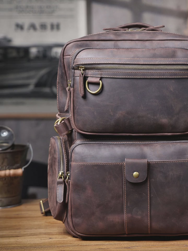The Outrider | Handcrafted Crazy Horse Leather 35L Expedition Rucksack