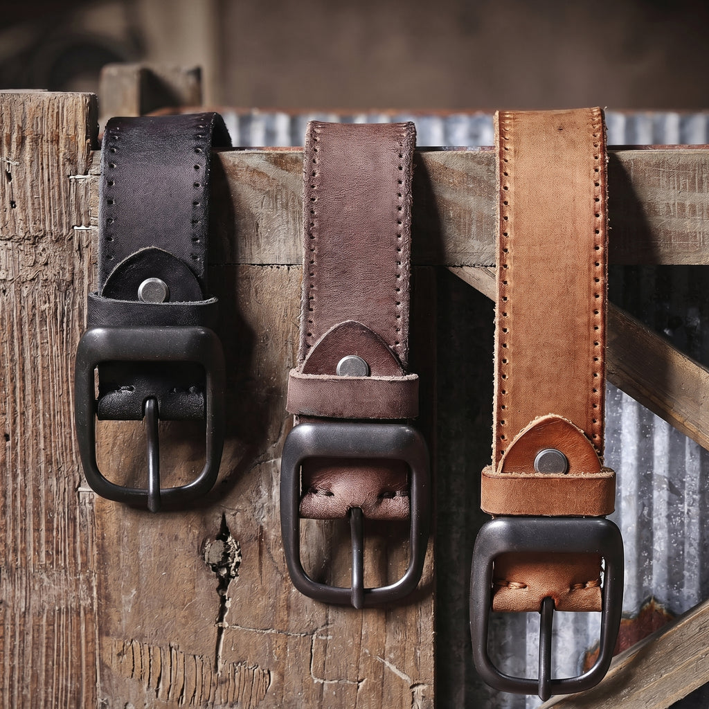 Le Stockman | Ceinture en cuir de vache italien épais 3,3 cm Frontier Denim