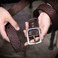 The Iron-Clad | Ceinture Frontier en cuir de vache italien épais et acier inoxydable (coffret cadeau)